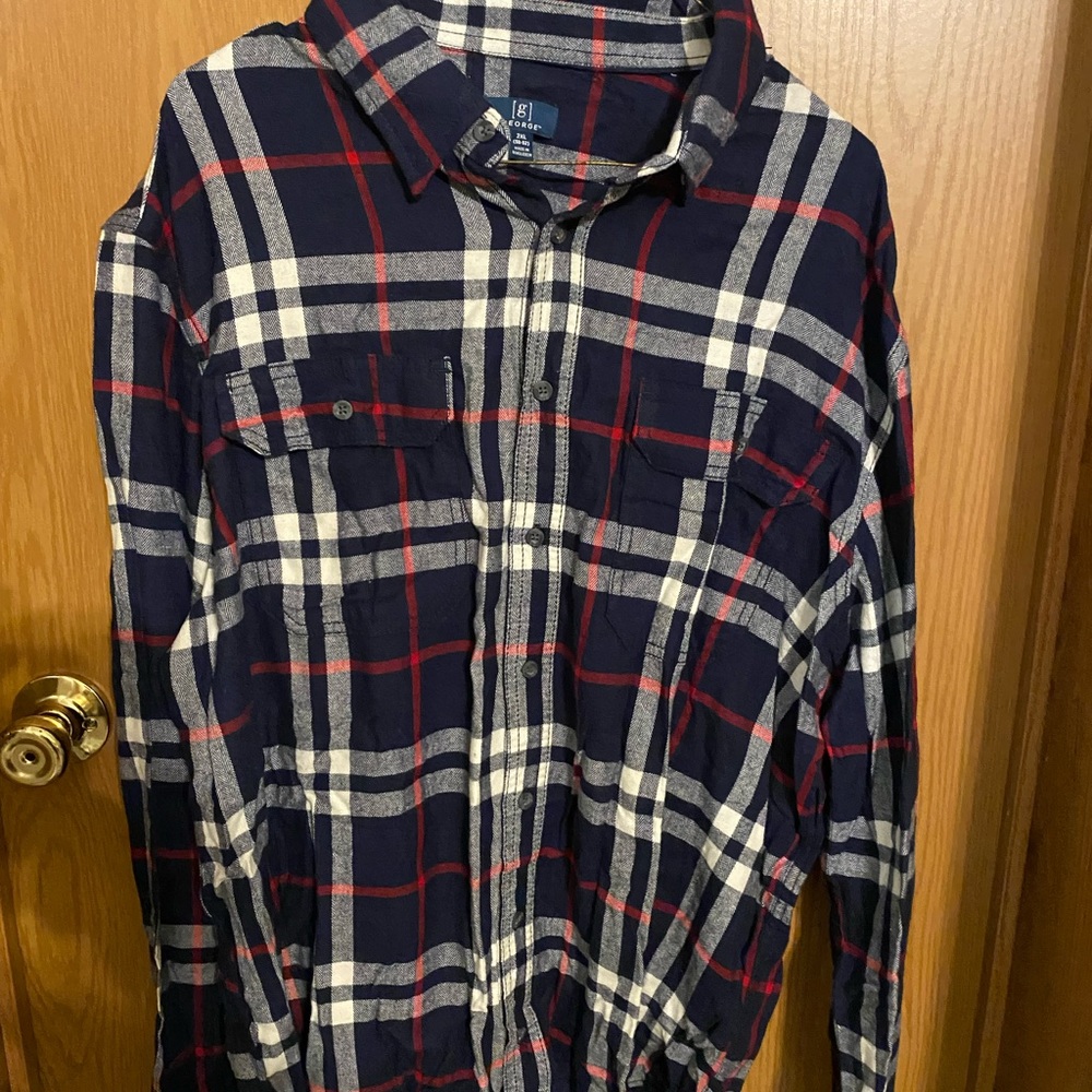 George Plaid Long Sleeve Shirt 2XL NWT